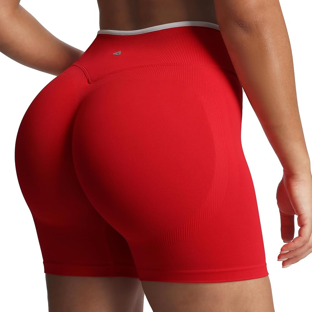 Aoxjox Women‘s Lexi Lined Seamless Workout Biker Shorts High Waisted Color Block Hidden Scrunch... | Amazon (US)