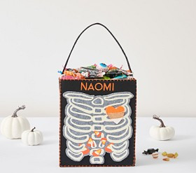 Glow-in-the-Dark Skeleton X-Ray Felt Halloween Treat Bag | Pottery Barn Kids