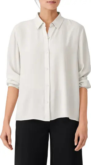 Classic Collar Easy Silk Button-Up Shirt | Nordstrom Rack