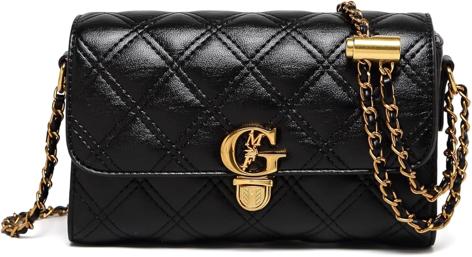 Women's small quilted crossbody bag, shoulder bag, with gold chain strap, mini top handle flip wa... | Amazon (US)