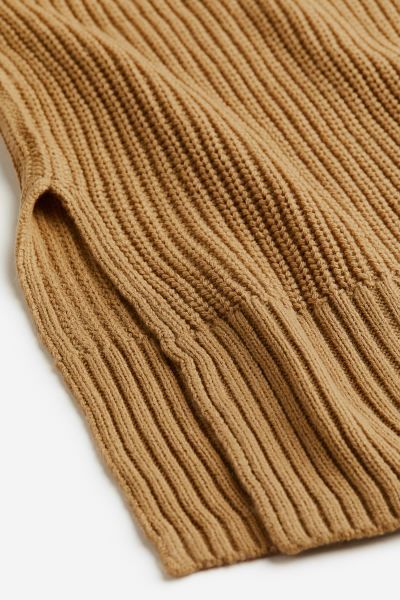 Rib-knit Sweater Vest - Dark beige - Ladies | H&M US | H&M (US + CA)