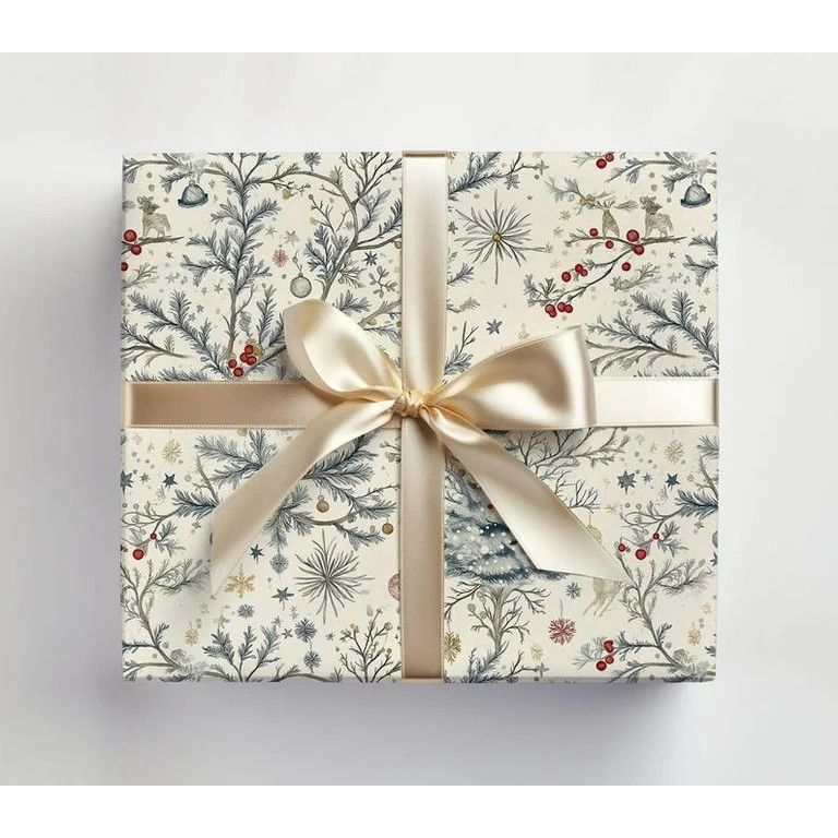 Vintage Christmas Toile Wrapping Paper Roll Vintage Christmas Tree Gift Wrap Roll Antique Christm... | Walmart (US)