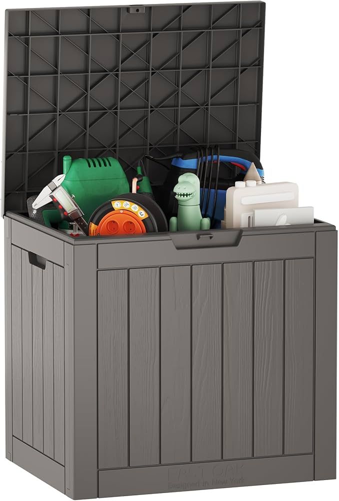 EAST OAK Outdoor Storage Box, 31 Gallon Deck Box Indoor and Outdoor Use, Waterproof Resin Storage... | Amazon (US)