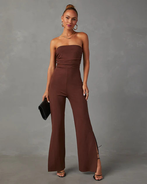 Deep In My Soul Strapless Knit Jumpsuit - Chocolate Brown | VICI