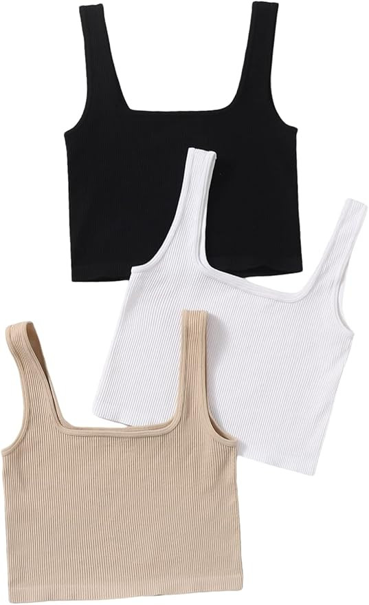 Verdusa Women's 4Pack Basic Tank Top Sleeveless Ribbed Crop Top | Amazon (US)