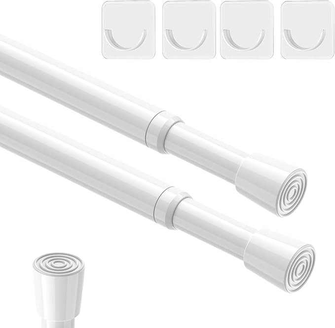 2Pcs Spring Tension Curtain Rods, Adjustable 26-39 Inch, White | Amazon (US)