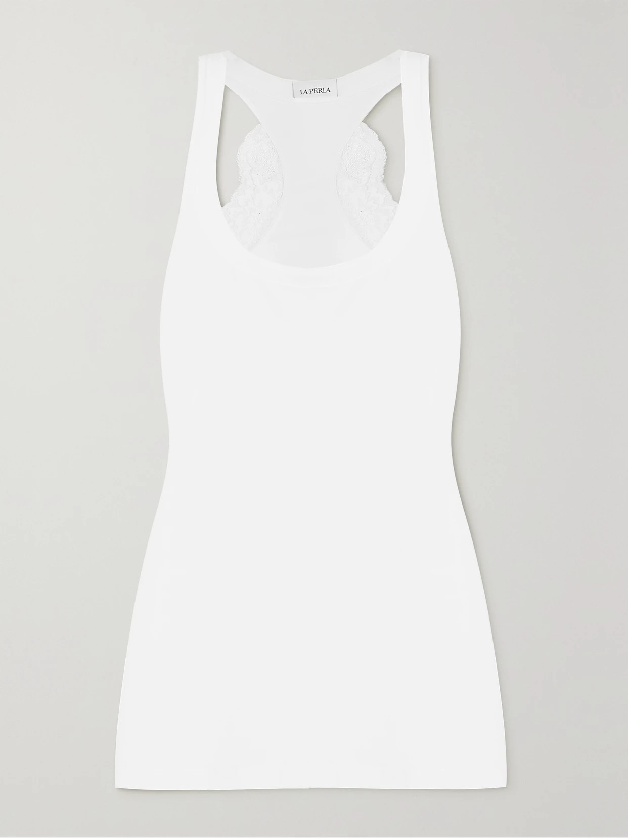 LA PERLA - Souple Lace-trimmed Stretch-cotton Jersey Pajama Top - White | NET-A-PORTER (US)