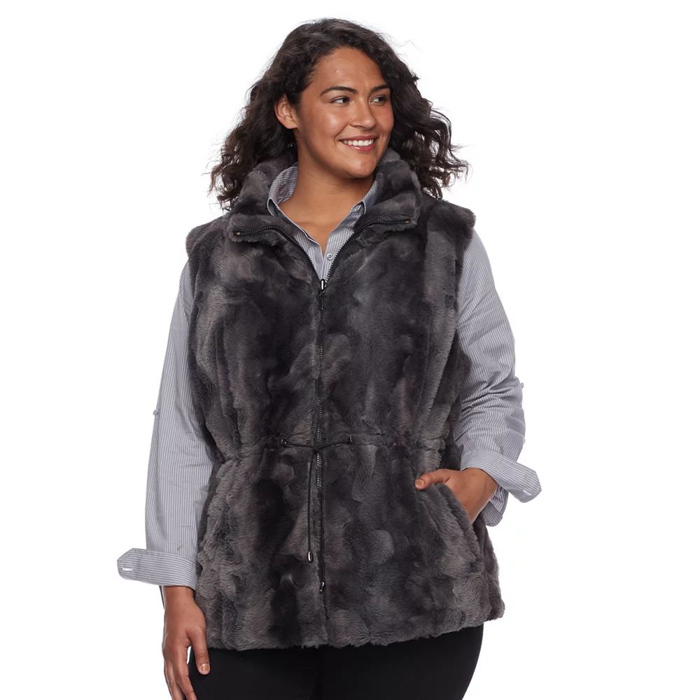 Plus Size Gallery Reversible Faux-Fur Vest | Kohl's