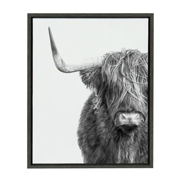 Kate and Laurel Sylvie Highland Cow Black and White Portrait Framed Canvas by Amy Peterson, 18x24... | Walmart (US)