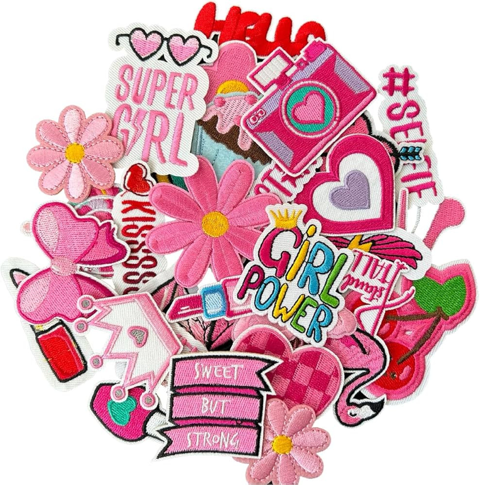 Pink Style Iron on Patches, Embroidered Vintage Girl Patches, Cute Applique Patches for Clothing,... | Amazon (US)