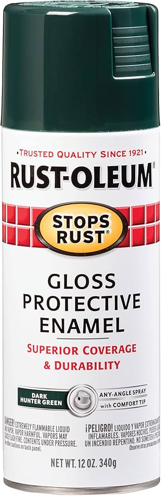 Rust-Oleum 7733830 Stops Rust Spray Paint, 12 oz, Gloss Dark Hunter Green | Amazon (US)