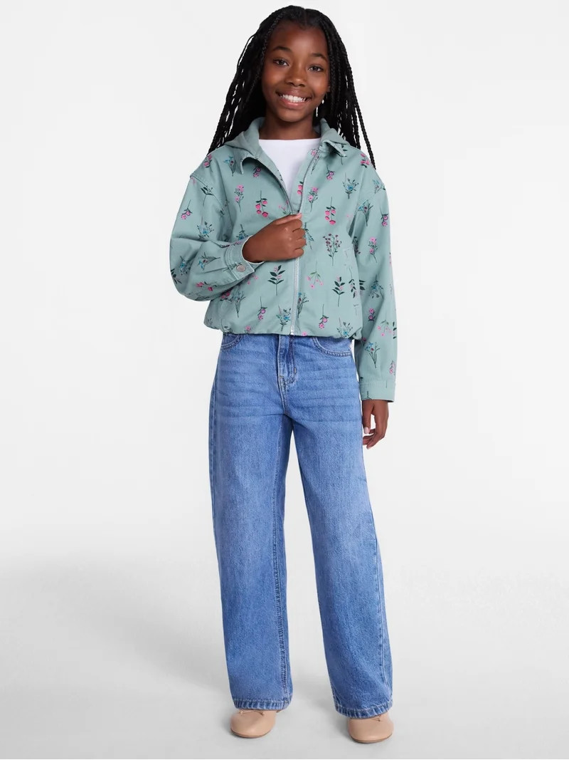 Wonder Nation Girls Floral Print Bubble Jacket, Sizes 4-18 & Plus | Walmart (US)