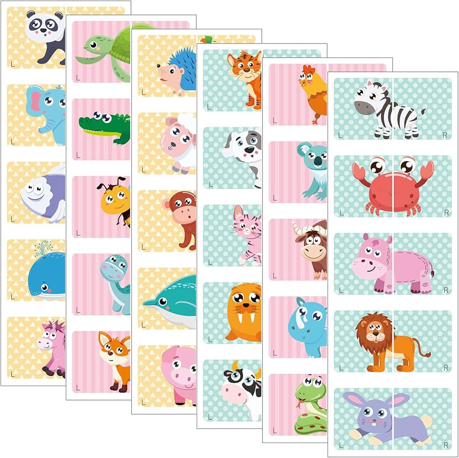 60 Pieces Shoe Stickers for Kids Cute Right Left Animal Stickers for Children Shoes | Amazon (US)