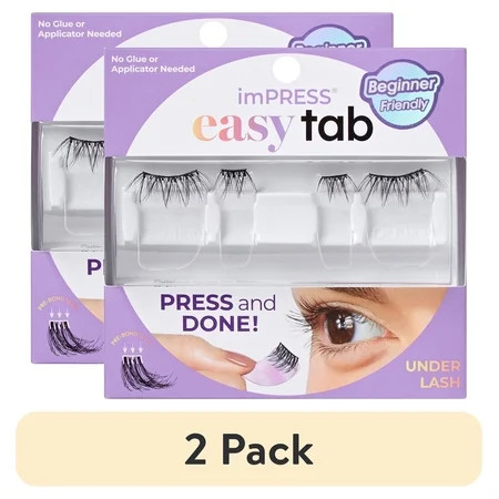 (2 pack) Kiss Impress Falsies Easy Tab Press On Self Adhesive Eyelashes, Black, 'Classy Natural' | Walmart (US)
