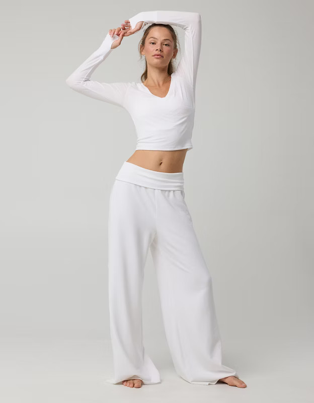 OFFLINE By Aerie OTT Fleece Super Wide Leg Foldover Pant | Aerie