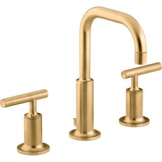 KOHLER Purist 8 in. Widespread Double Handle Low-Arc Bathroom Faucet in Vibrant Brushed Moderne B... | The Home Depot