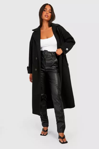 Petite Premium Wool Look Double Breasted Coat | Boohoo.com (US & CA)
