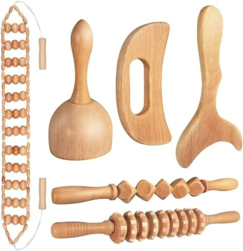 10-in-1 Wood Therapy Massage Tools Massager Wooden Massager for Body Shaping Massage Tool Set Wood Therapy Tools for Relieving Muscle Pain Body Lymphatic Drainage Massager | Amazon (US)
