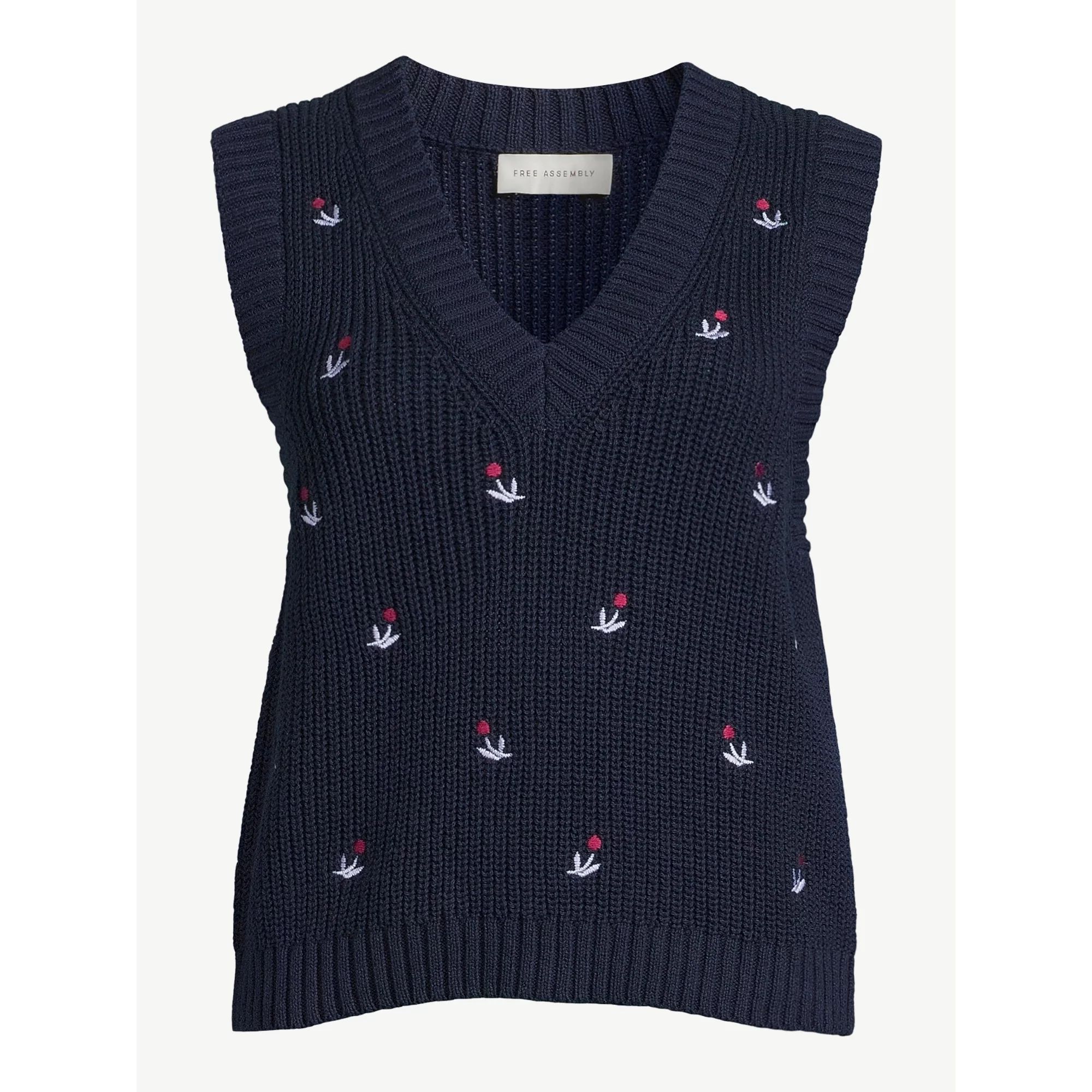 Free Assembly Women's Embroidered Sweater Vest, Midweight | Walmart (US)