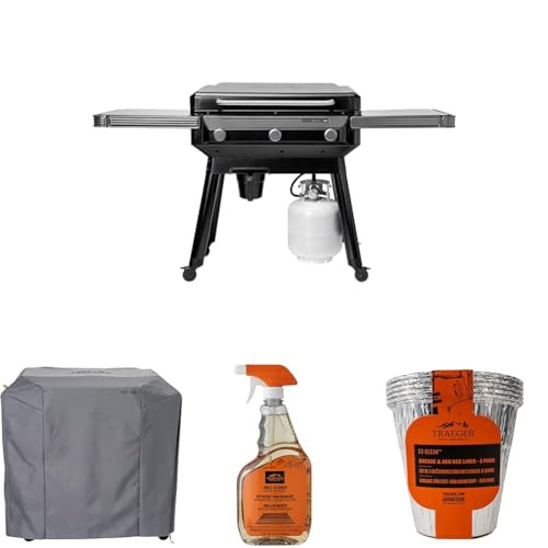 Bundle of Traeger Grills 33-inch Flatrock Flat Top Griddle + Traeger Grills Flatrock Weatherproof Flat Top Griddle Cover + Traeger Grills Cleaner 946 ml + Traeger Grills Grease & Ash Keg Liner 5-Pack | Amazon (US)