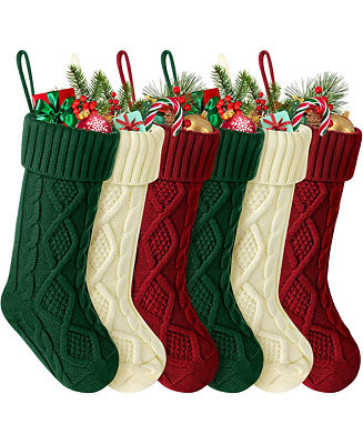 Knit Christmas Stockings 18 inches 6 Pack | Macy's
