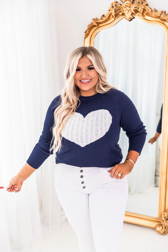 Dearest Hearts Navy Sweater FINAL SALE | The Pink Lily Boutique