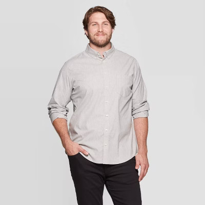 Men's Big & Tall Standard Fit Long Sleeve Northrop Poplin Button-Down Shirt - Goodfellow & Co™ | Target