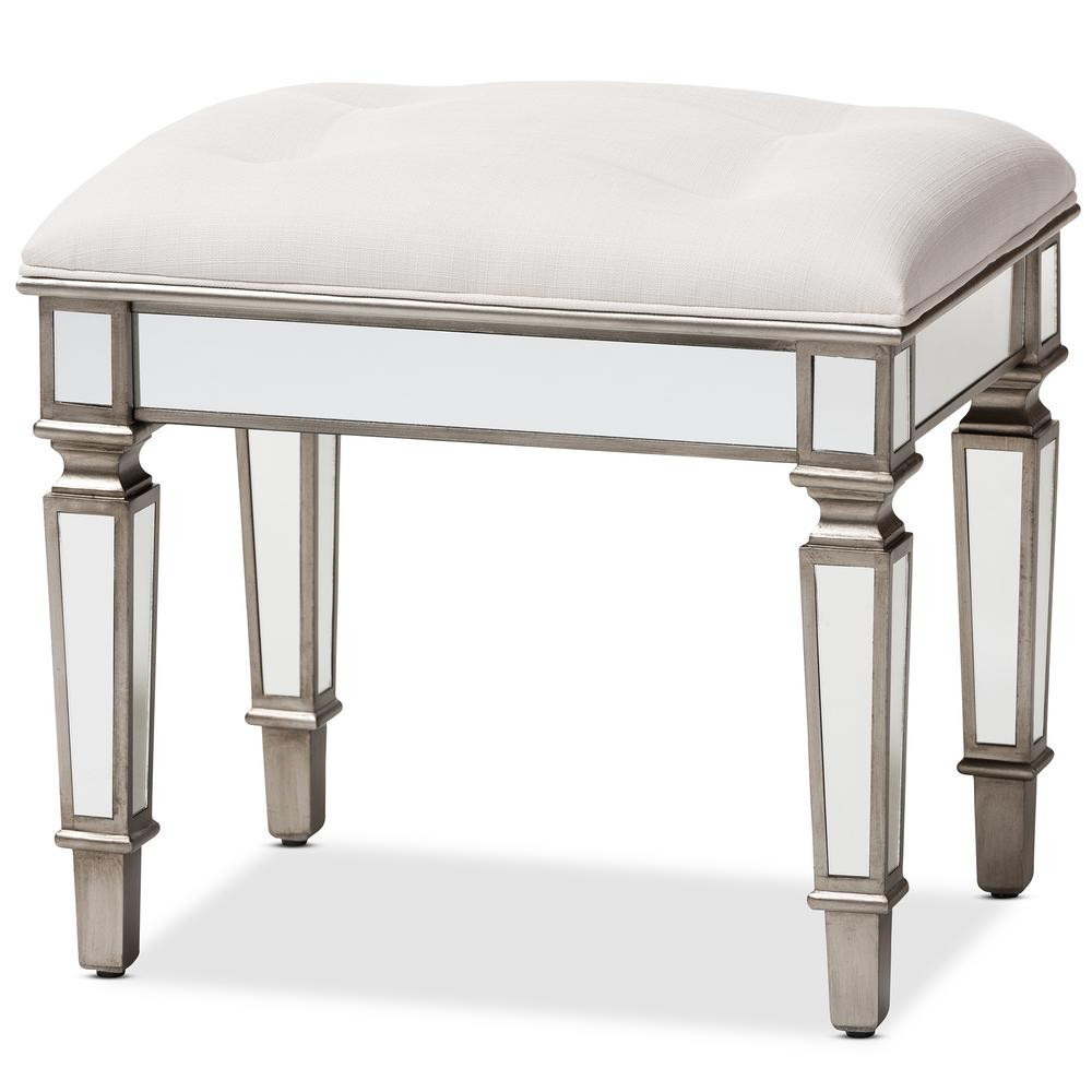 Baxton Studio Marielle White Ottoman-150-9182-HD - The Home Depot | The Home Depot