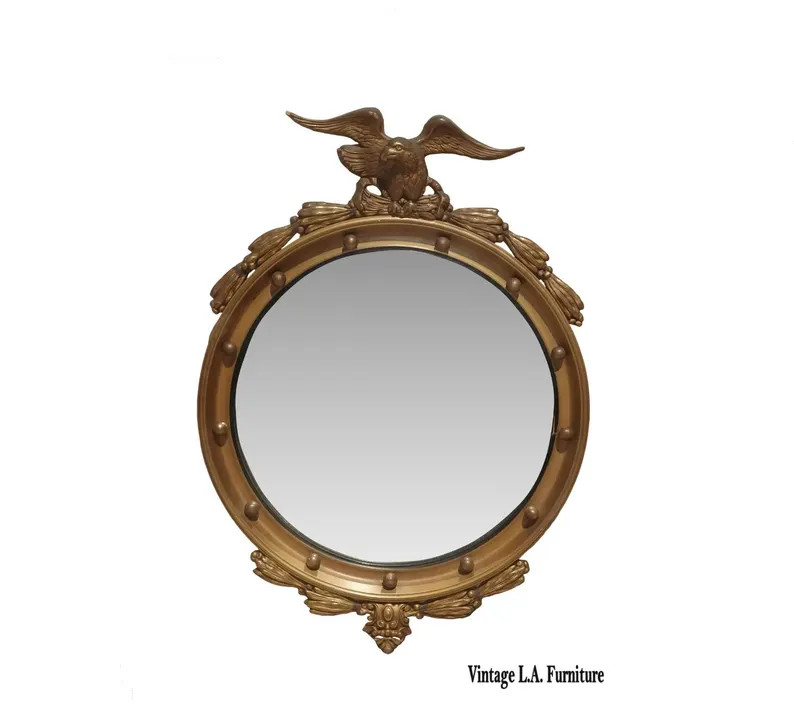 Antique Federal 13 Colonies Eagle Bullseye Convex Gold Wall Mantle Mirror - Etsy | Etsy (US)