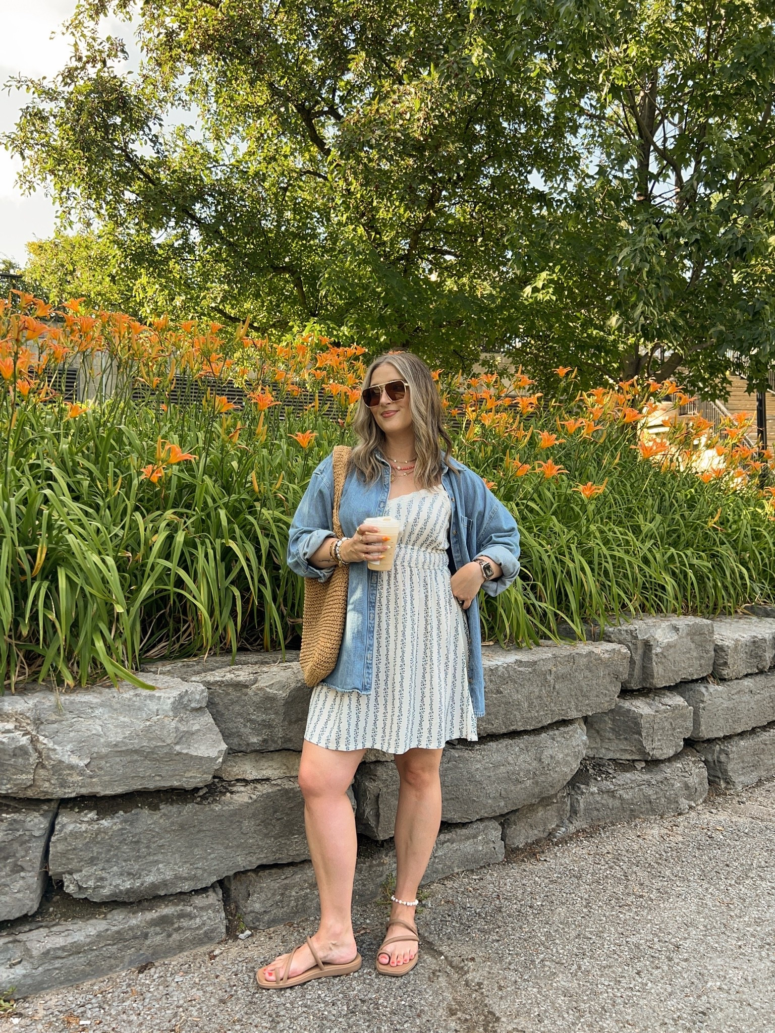 Casual summer outfit! Wearing my usual size L in both dress and denim shirt. I’m a 9.5-10 shoe and wear a 10 in the crocs sandals. Canadian links are under “similar products”

#LTKmidsize #LTKdresses #LTKsale