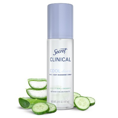 Secret Clinical Relief & Comfort Overnight Cool Down Spray for Women - Aloe & Cucumber - 5oz | Target