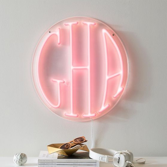Create Your Own - Circle Monogram Neon LED Wall Light | Pottery Barn Teen