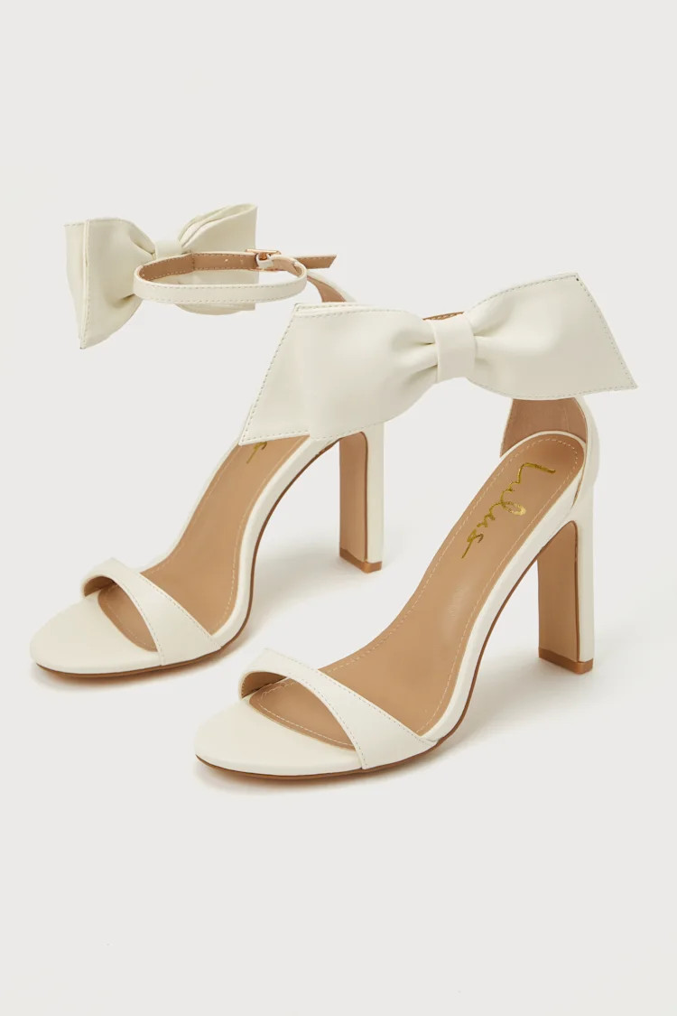 Yoselin White Bow Ankle Strap High Heel Sandals | Lulus