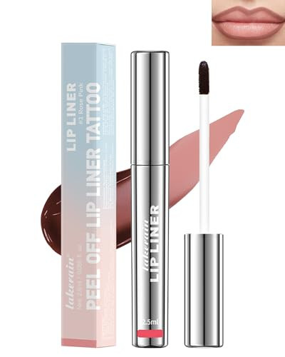 Peel Off Lip Liner Stain, Long Lasting Waterproof Lip Liner Tattoo Stain, Transfer-Proof, High Pigmented Color Lip Tint Stain with Matte Finish, All-Day Stay Lipliner Makeup for Women, Nude Pink | Amazon (US)
