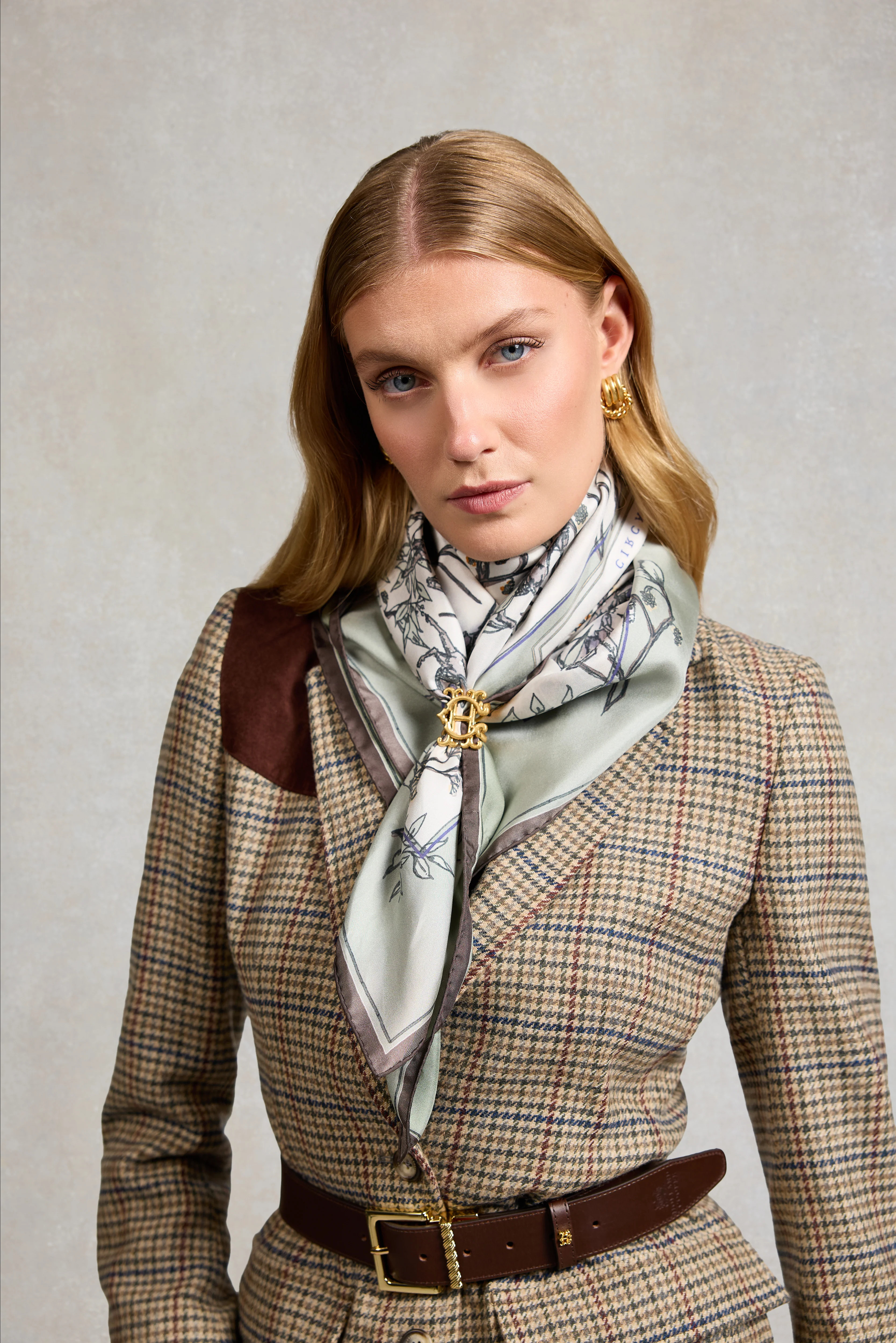 Atlas Silk Scarf (Thyme) | Holland Cooper
