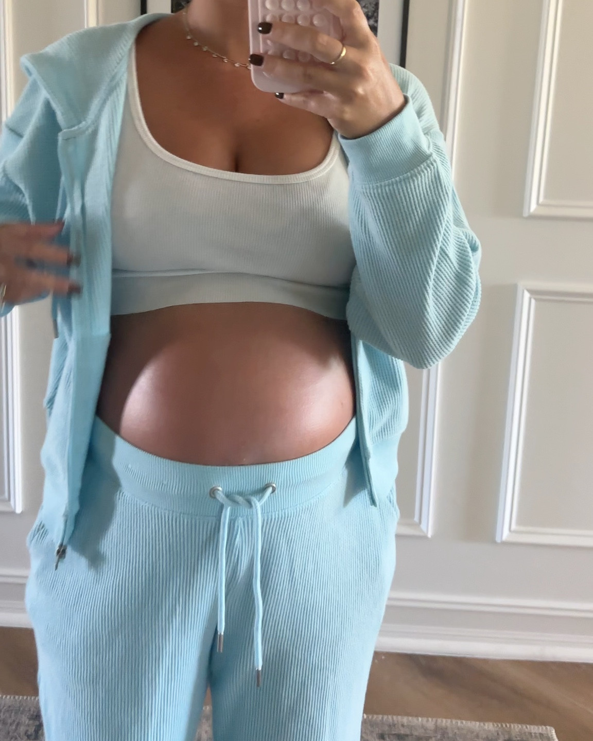 Baby blue waffle lounge set bump friendly 

#LTKStyleTip #LTKFindsUnder100 #LTKBump