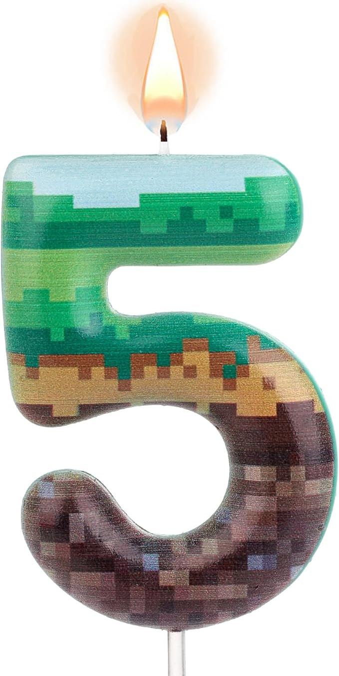 Pixel Birthday Cake Candle, Green Pixel Birthday Candle Pixel Cake Candle Number Candles Pixel Pr... | Amazon (US)
