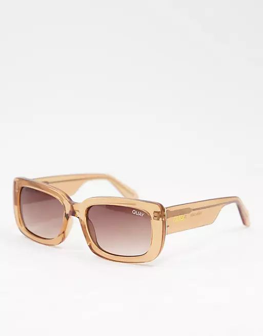 Quay Yada Yada womens square sunglasses in brown | ASOS (Global)