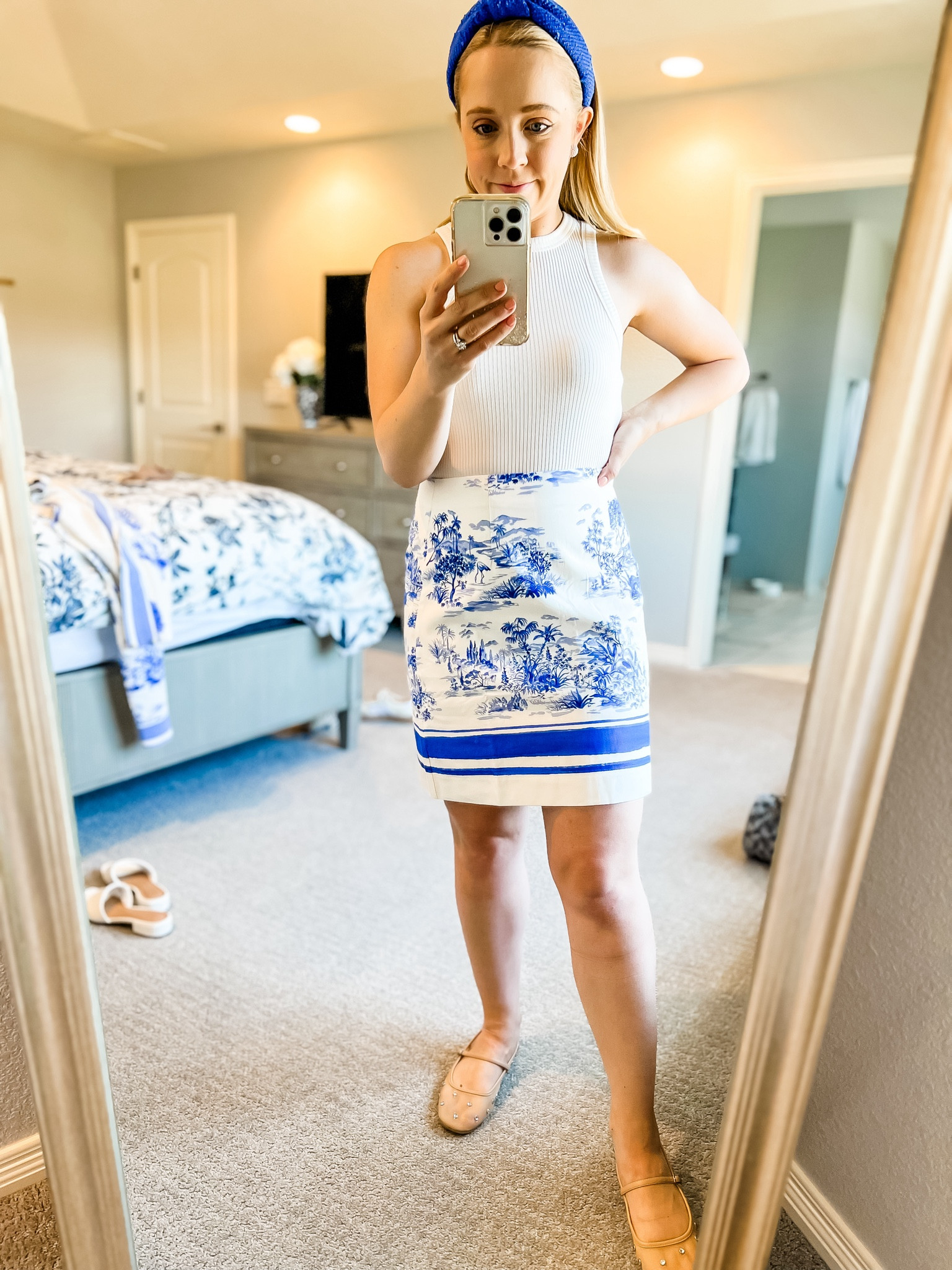 Spring skirt is limited in sizes, but fits true to size! Light weight and not too tight.
Spring outfit. Skirt. Mom outfit. Ribbed tank. Mary Jane’s 

#LTKfindsunder100