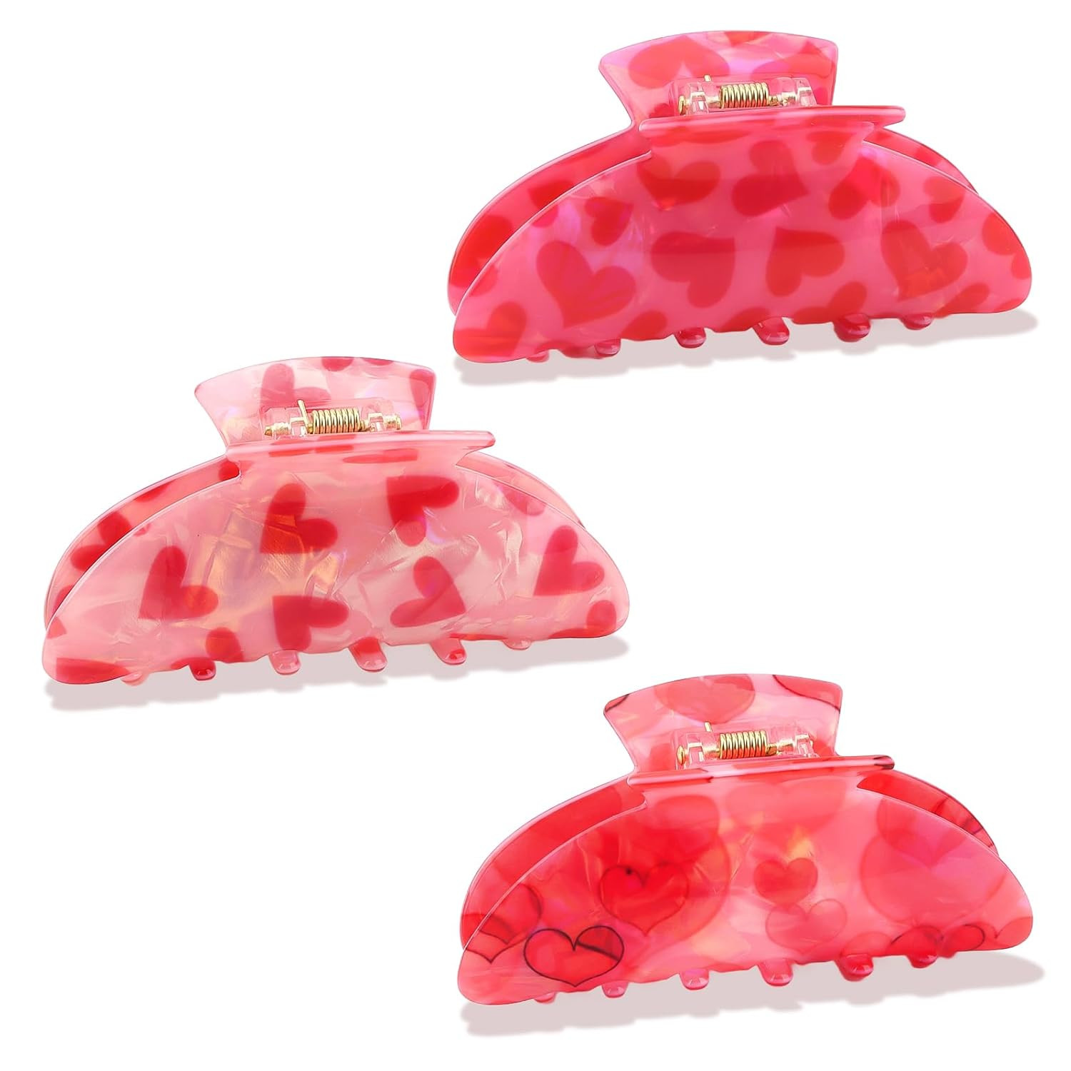 AMCAMI 3PCS Valentine's Day Hair Claw Clips for Women,Pink Heart Acrylic Hairclip,Non-Slip Hair A... | Amazon (US)