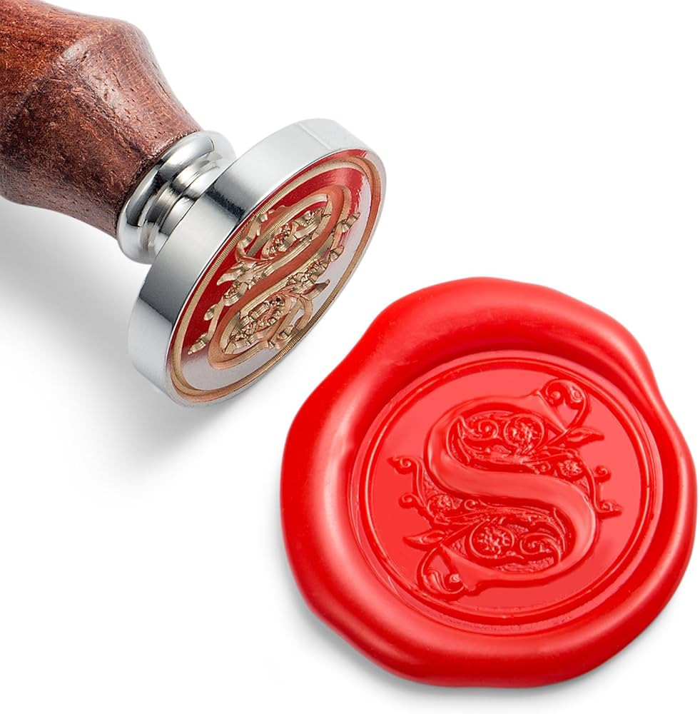 Mceal Wax Seal Stamp, Large Seal 1 1/5"(30mm) Dia, Silver Brass Head with Wooden Handle, Regal Le... | Amazon (US)