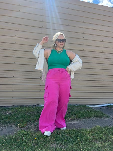 Pink cargo pants, green tank top, summer outfit, curvy girl info midsize info, curvy women, outfits, pink, cargo pants, must have cargo pants, green, tank top, shein haul 

#LTKmidsize #LTKplussize #LTKstyletip