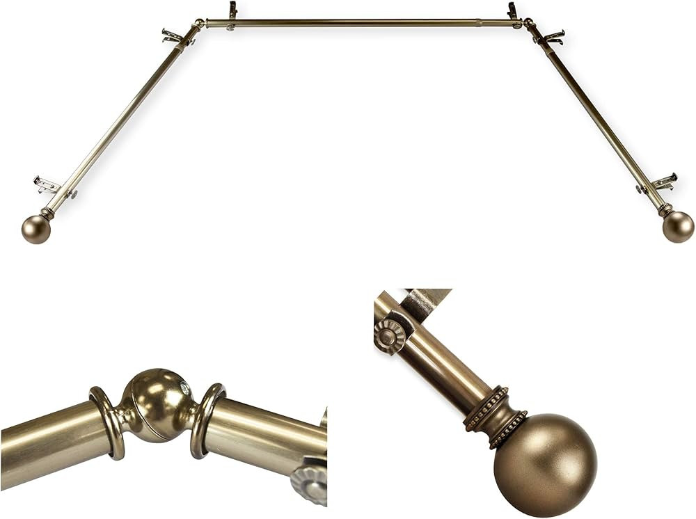 A&F Rod Decor - Cleo 13/16" Bay Window Curtain Rod - Antique Brass | Amazon (US)