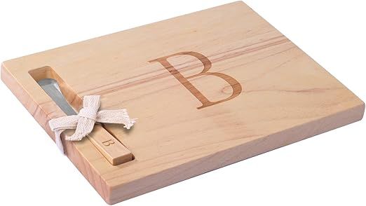 Monogram Oak Wood Cheese Board With Spreader, B-Initial (B) | Amazon (US)