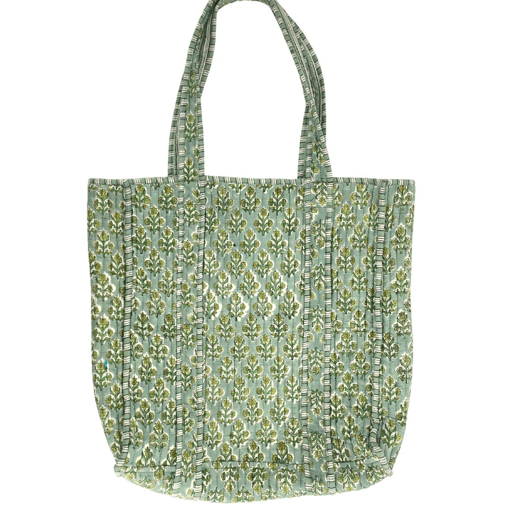 Embroidered Block Print Tote | Sprinkled With Pink