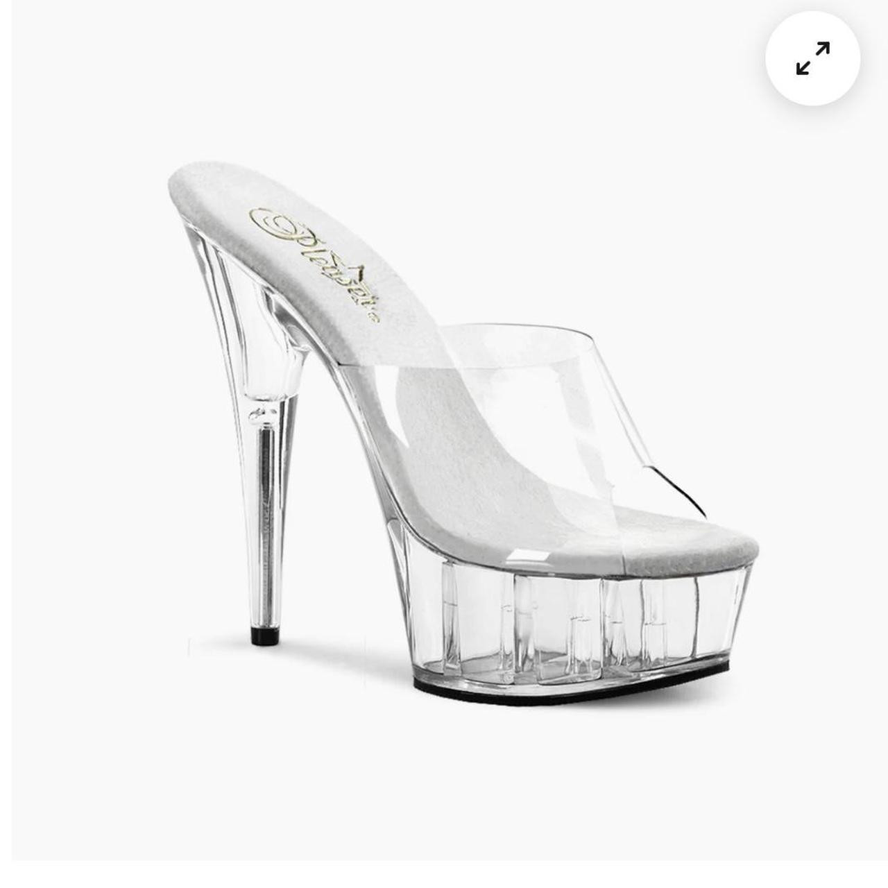 Pleaser Women's Footwear - Silver/White - US 6 | Depop US