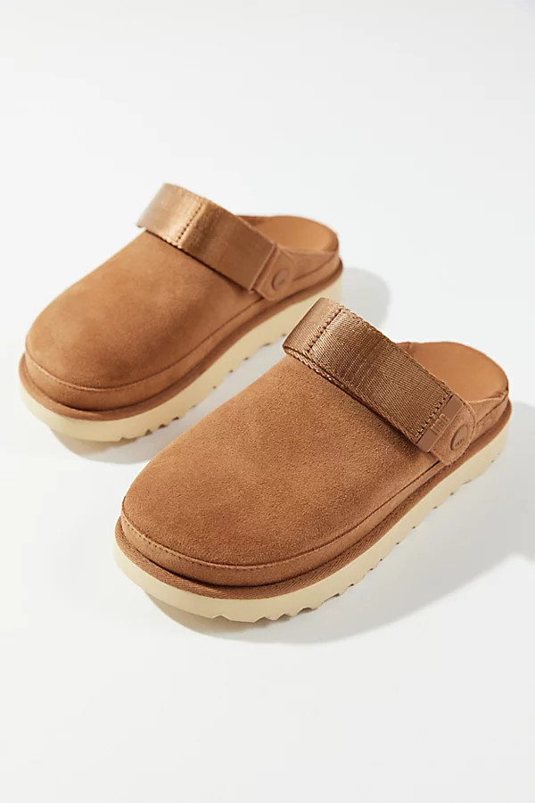 UGG Goldenstar Suede Clog in Chestnut, Women's at Urban Outfitters | Urban Outfitters (US and RoW)