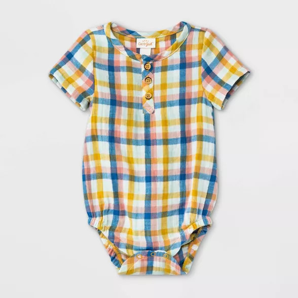 Baby Boys' Plaid Gauze Top & Bottom Set - Cat & Jack™ Blue | Target