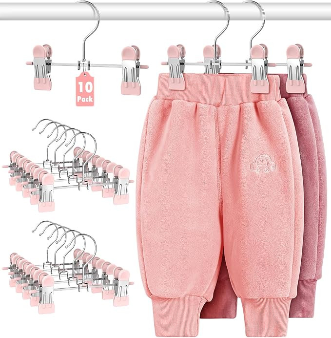 Amazon.com: DOIOWN 10 Pack Baby Pants Hangers with Clips, Toddler Non-Slip Space Saving Hangers f... | Amazon (US)