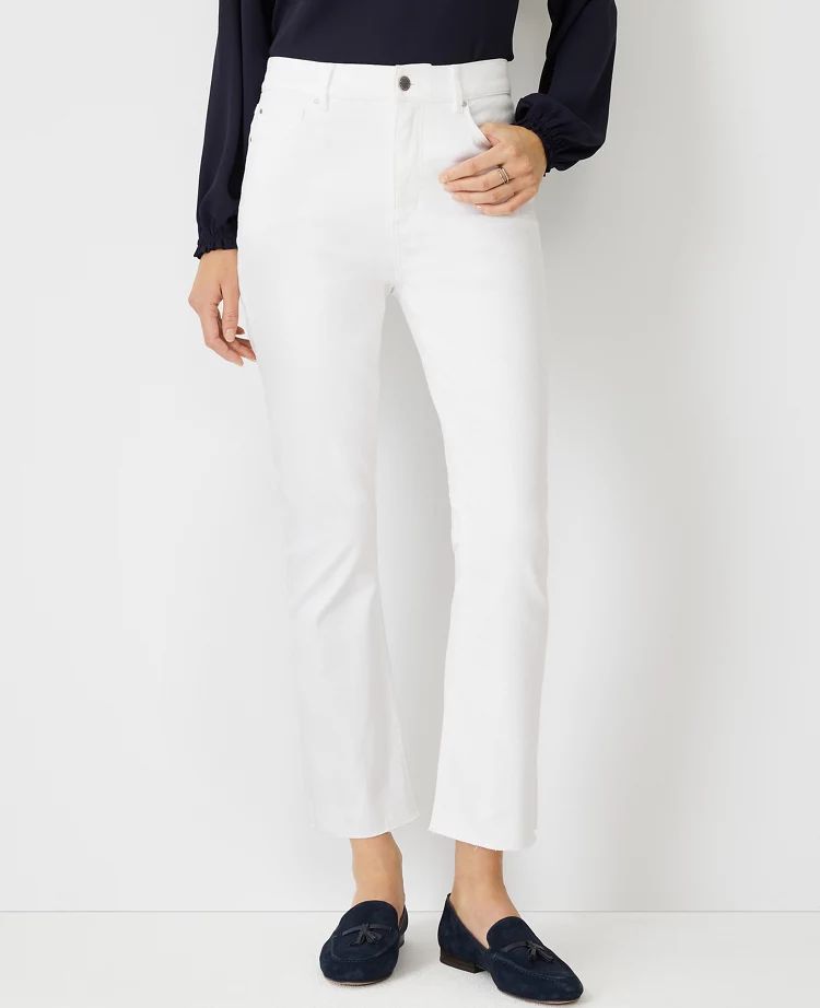 Sculpting Pocket High Rise Boot Crop Jeans in White | Ann Taylor (US)